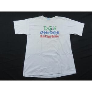To Golf or Not To Golf Graphic T-Shirt, Shakespeare Parody Sz L 90s